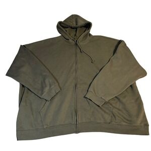 Skims 3XLT Khaki Green Full Zip Hoodie Fleece Lined Pocket Casual Comfort